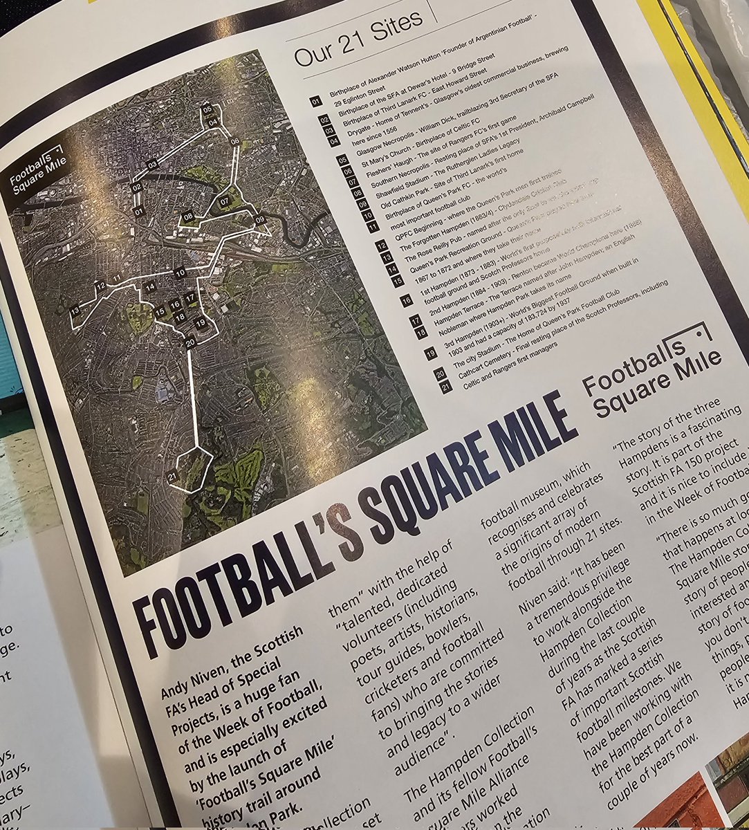 #Dare2Dream Here are two pictures from the programme for the 150th Year of the Scottish Cup Final. A beautiful keepsake, and so delighted to have an article about the 3 Hampdens and our amazing #FootballsSquareMile project featured. Restore It, Protect It, Promote It. 🌳