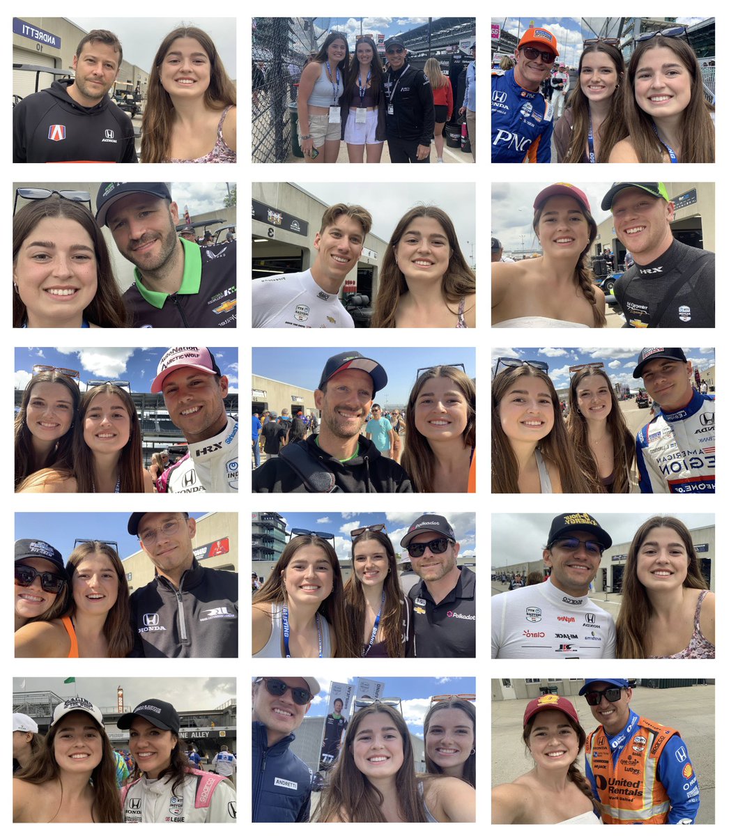 ellapeterr's tweet photo. My Indianapolis 500 Starting Grid by selfies is complete😇🏁 #INDY500 https://t.co/20yJyLlgJh