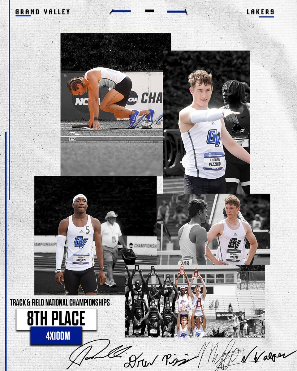 GVSUXCTF's tweet photo. The men's 4x100m hits the podium! 

Passarelli, Walper, Pizzico and Rhodes finish in 8th place in the 4x100m relay, recording a time of 40.52!

#AnchorUp https://t.co/ZH4qBnpd7h