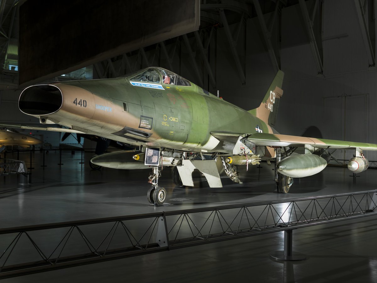 On this day in 1953, the YF-100A, the prototype for the F-100 Super Sabre, flew for the first time. The F-100 was the first fighter capable of supersonic speed in level flight. We have a F-100D on display at our Udvar-Hazy Center: s.si.edu/43o8epN