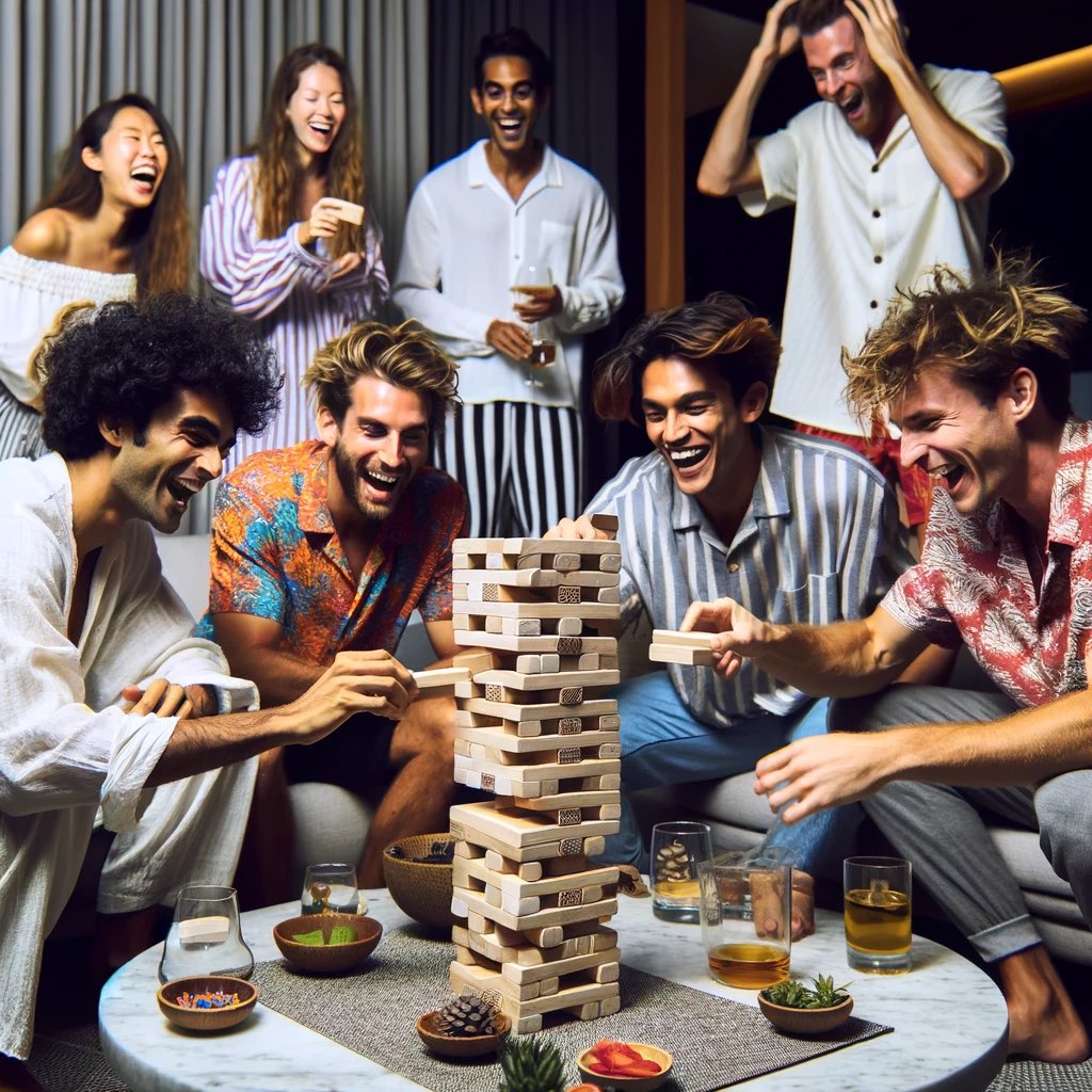 7. Strip Jenga (เจนก้าถอดเสื้อผ้า)

อุปกรณ์: บล็อกเจนก้า
วิธีเล่น:

1.ตั้งบล็อกเจนก้าตามปกติ
2.ผู้เล่นผลัดกันดึงบล็อกออกทีละชิ้น
3.ถ้าผู้เล่นทำให้บล็อกล้ม ต้องถอดเสื้อผ้าหนึ่งชิ้น
4.เล่นต่อไปจนกว่าจะมีผู้เล่นเหลือเสื้อผ้าน้อยที่สุดหรือหมด

เคล็ดลับ: