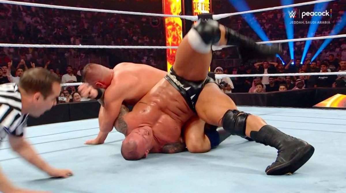 Jamal1608's tweet photo. @WWE @Gunther_AUT @RandyOrton Now I'm no official but I know to win a match, both shoulders must be on the mat. That's not the case here!!! @RandyOrton didn't lose. @TripleH what is going to be done about this? This match is too prestigious for it to end that way. https://t.co/PWCh5AgcUN