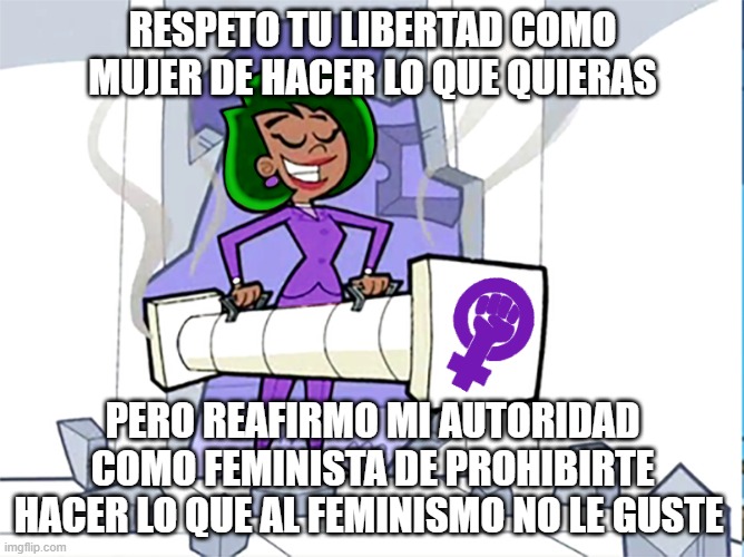 Cuando una feminista ve que una mujer usa su libertad para hacer lo que le da la gana 🤷