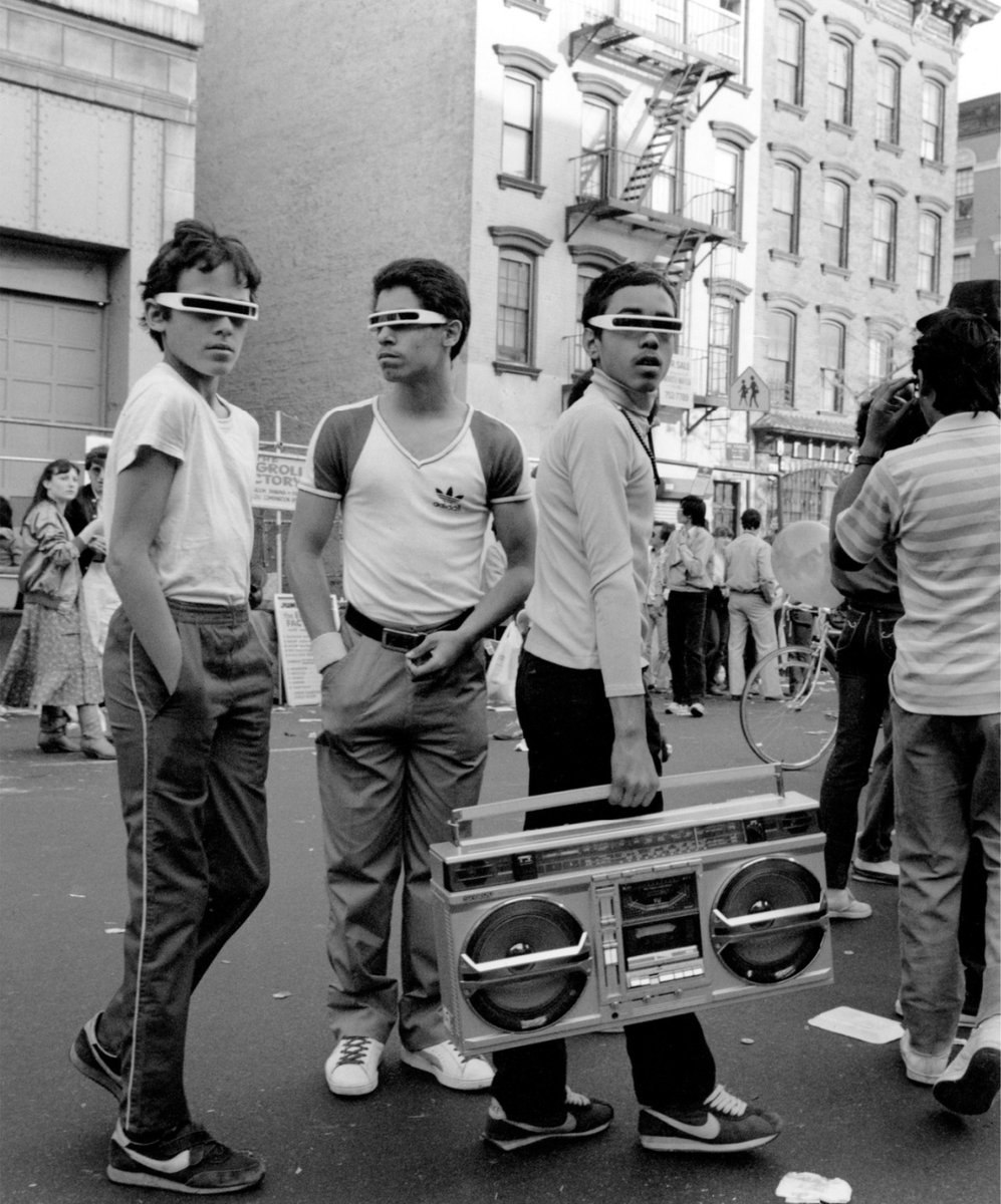 Boys with Boombox, 14th Street, NYC, 1983. Morris Engel.