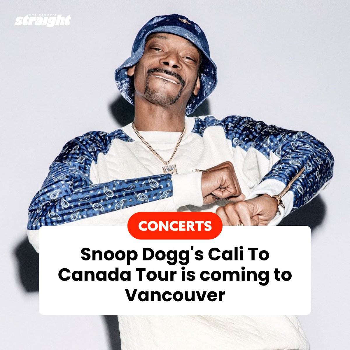 One month until the King of Cali visits YVR. 🍃 More on the upcoming Snoop Dog show: straight.com/just-announced…