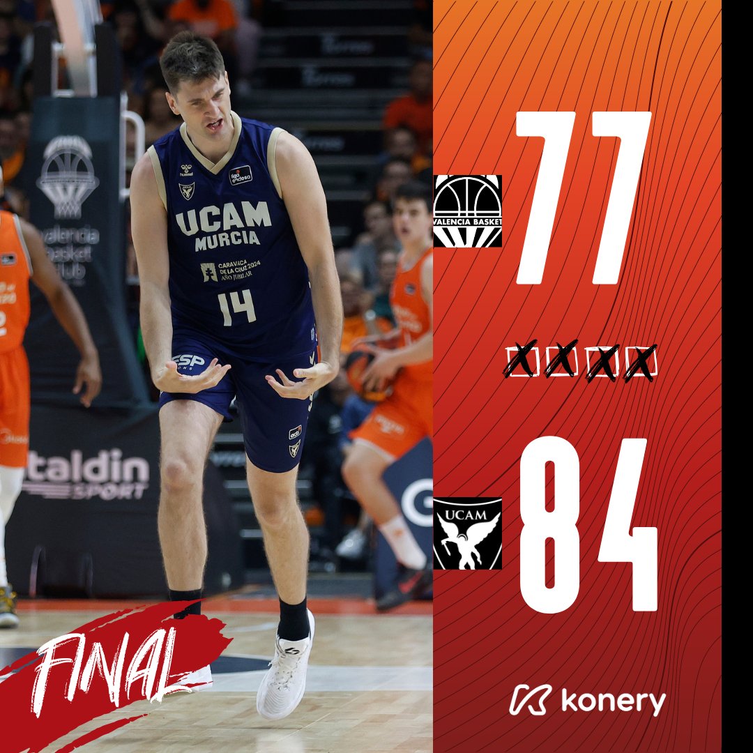 🏀 VALENCIA BASKET 🆚 UCAM MURCIA

¡FINAAAAL, FINAAL, FINAAAL!

¡ESTAMOS EN SEMIFINALES DE PLAYOFF!

¡ESTO NO ACABA, PALACIO!

#TheLegacy #PlayoffLigaEndesa