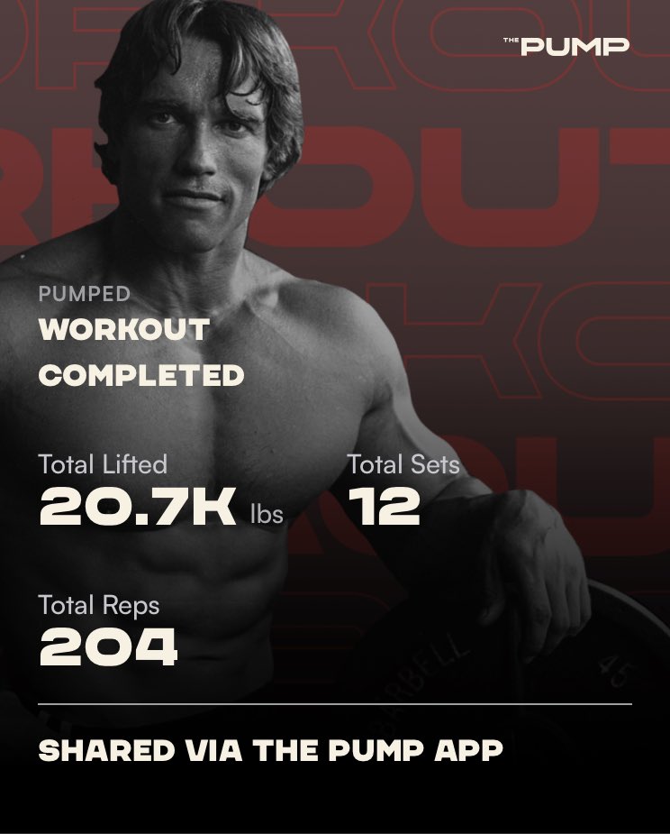 Today I started Phase 2 of Pumped, which is based on @Schwarzenegger’s old program. Low reps, heavy weight was the theme today. What a pump! #ArnoldsPumpClub #TheVillage