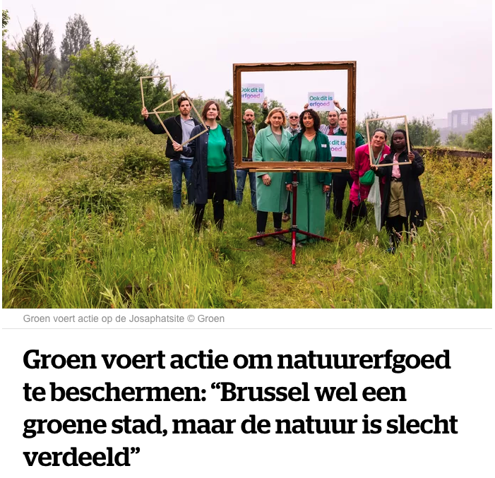 Op de Josaphatsite in Schaarbeek vragen @elkevdbrandt en @_nadianaji om waardevolle natuur even goed te beschermen als cultureel erfgoed: 'Veel Brusselaars hebben niet de luxe van een tuin of terras' hln.be/brussel/groen-…