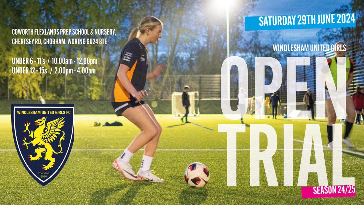 📣 GIRLS OPEN TRIALS ⚽️
Contact: Nick Terry
Head of Girls football
nickterry@cid.uk.com