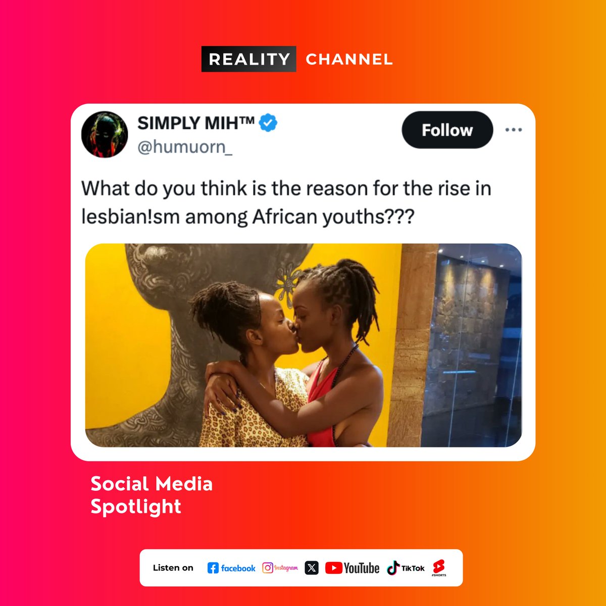 _realitychannel's tweet photo. #socialmediaspotlight @ILGAWORLD @AfricanLGBTHub @UNHumanRights @AfricaYouthPaly #ghana #nigeria https://t.co/p6xDygxy4d