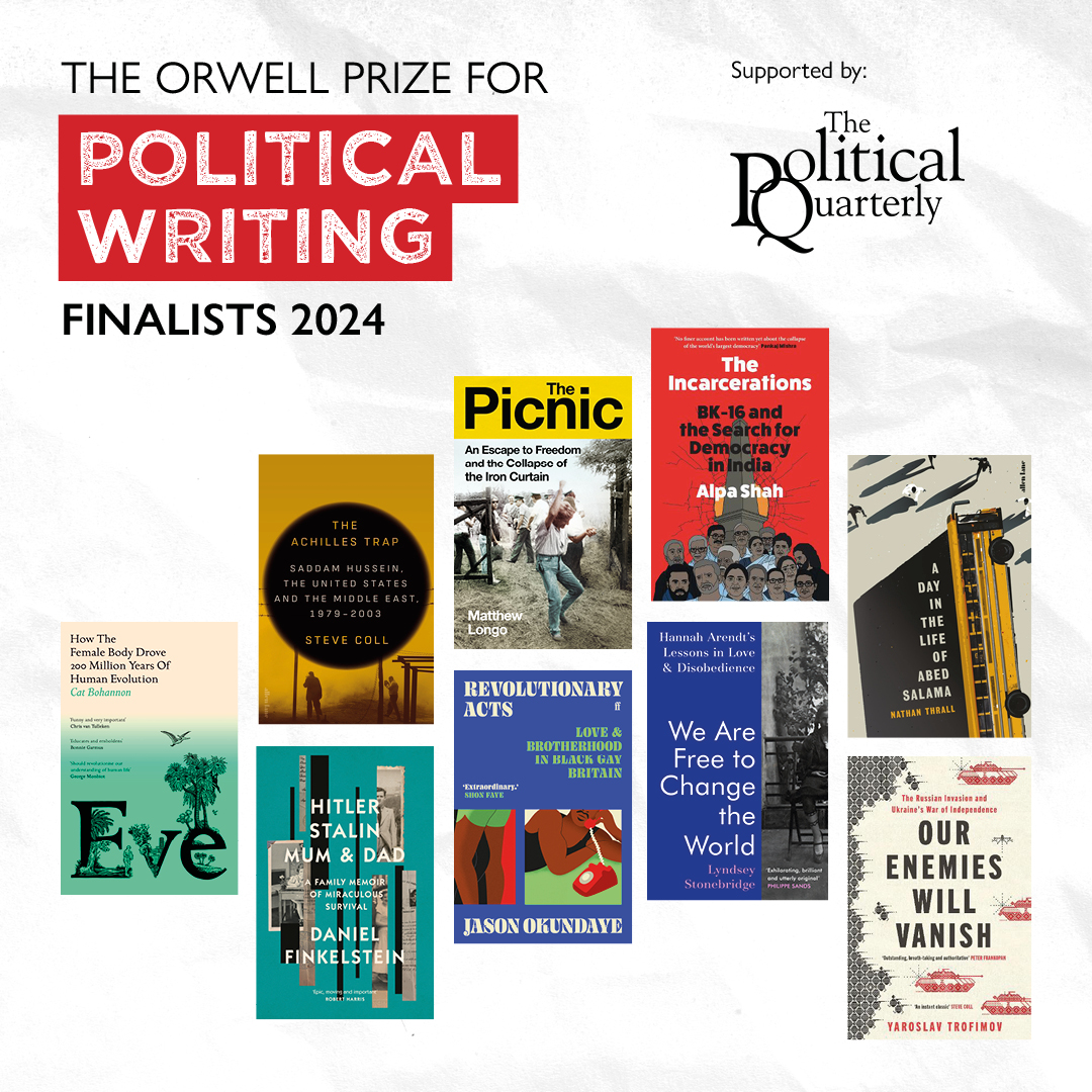 Congratulations to the finalists for The Orwell Prize for Political Writing 2024! 'Many of the books we have chosen are sure to become modern classics. It will not be easy to choose a winner.' - @peterfrankopan, Chair of Judges Explore the shortlists: orwellfoundation.com/the-orwell-pri…