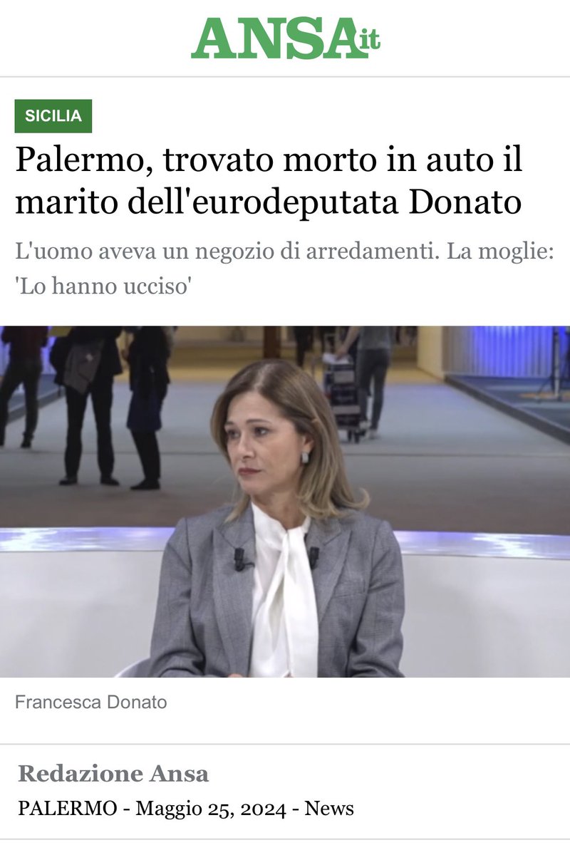 Una notizia terribile. Le mie condoglianze a Francesca Donato.