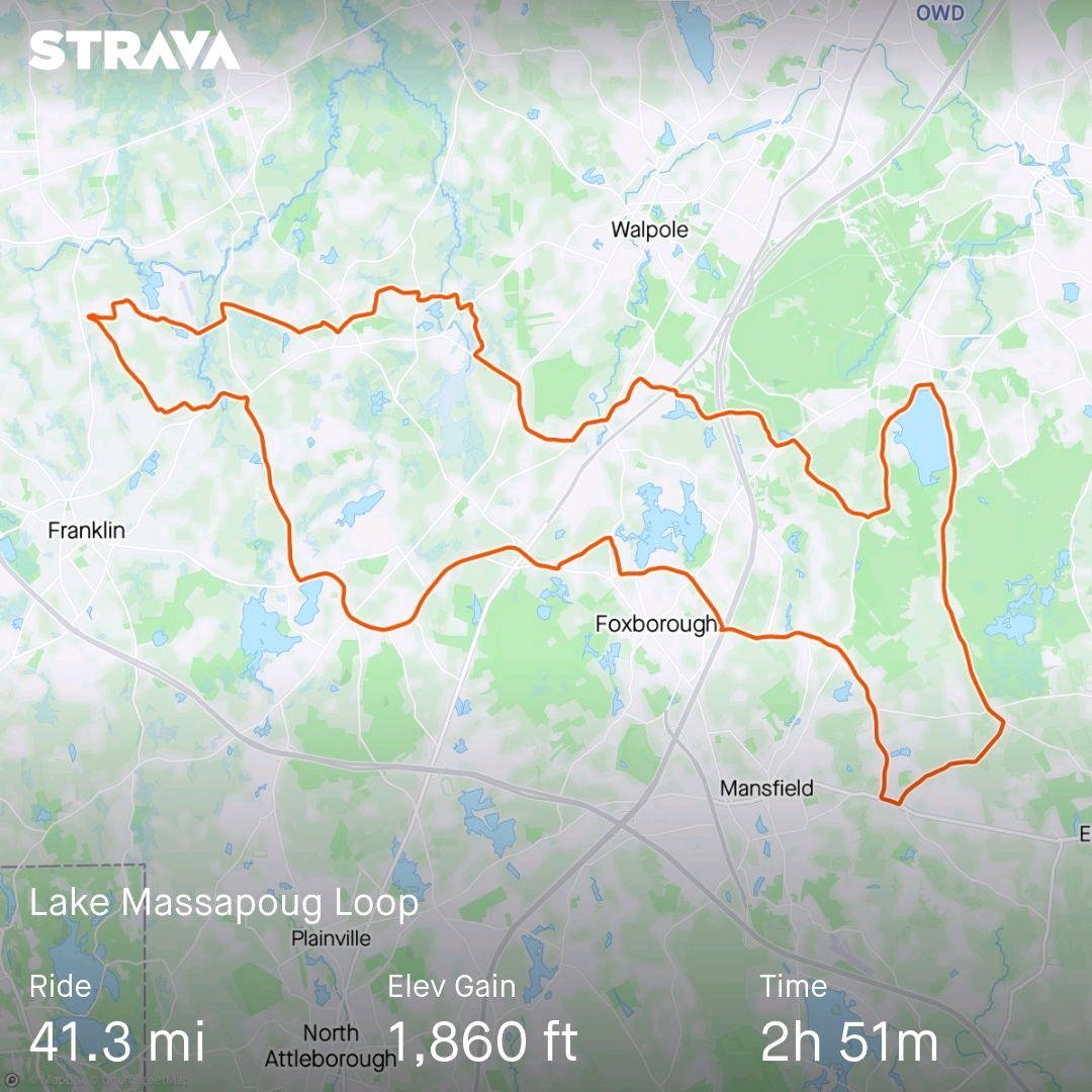 40+ mile Zone 2 (66% according to @Strava ) @PanMass training ride today. Just the distance and intensity I needed today 😁 Check out my activity on Strava: strava.app.link/TVVVDTGiTJb
