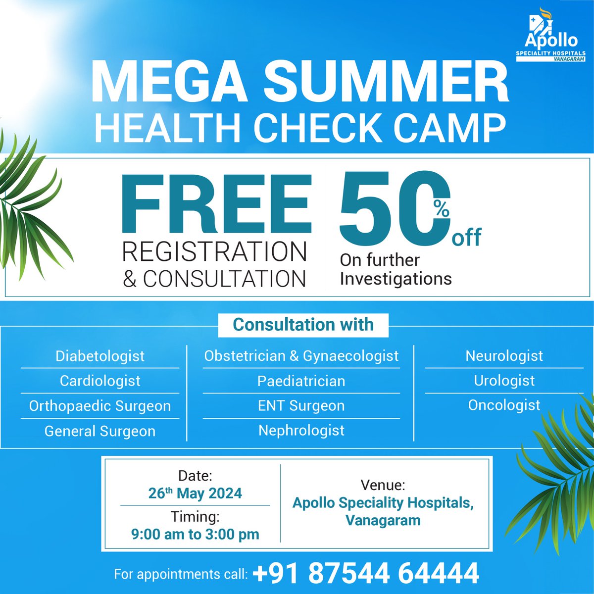 Help Uttarakhand Group (@bharat24588032) on Twitter photo #Chennai
#Freehealthcamp
Date- 26th May 2024
Time- 9am- 3 pm.
Venue- Apollo Speciality Hospitals, #Vanagaram #Chennai
<a href="/gounder_ramya/">GounderRamya</a>
<a href="/CHNvolunteer/">Chennai Volunteers</a>
<a href="/thesks24/">SKS (Malak of Bharat )</a>
<a href="/DibyaRanjan4841/">Dibya Ranjan Sarangi</a> #Chennai
#Freehealthcamp
Date- 26th May 2024
Time- 9am- 3 pm.
Venue- Apollo Speciality Hospitals, #Vanagaram #Chennai
<a href="/gounder_ramya/">GounderRamya</a>
<a href="/CHNvolunteer/">Chennai Volunteers</a>
<a href="/thesks24/">SKS (Malak of Bharat )</a>
<a href="/DibyaRanjan4841/">Dibya Ranjan Sarangi</a>