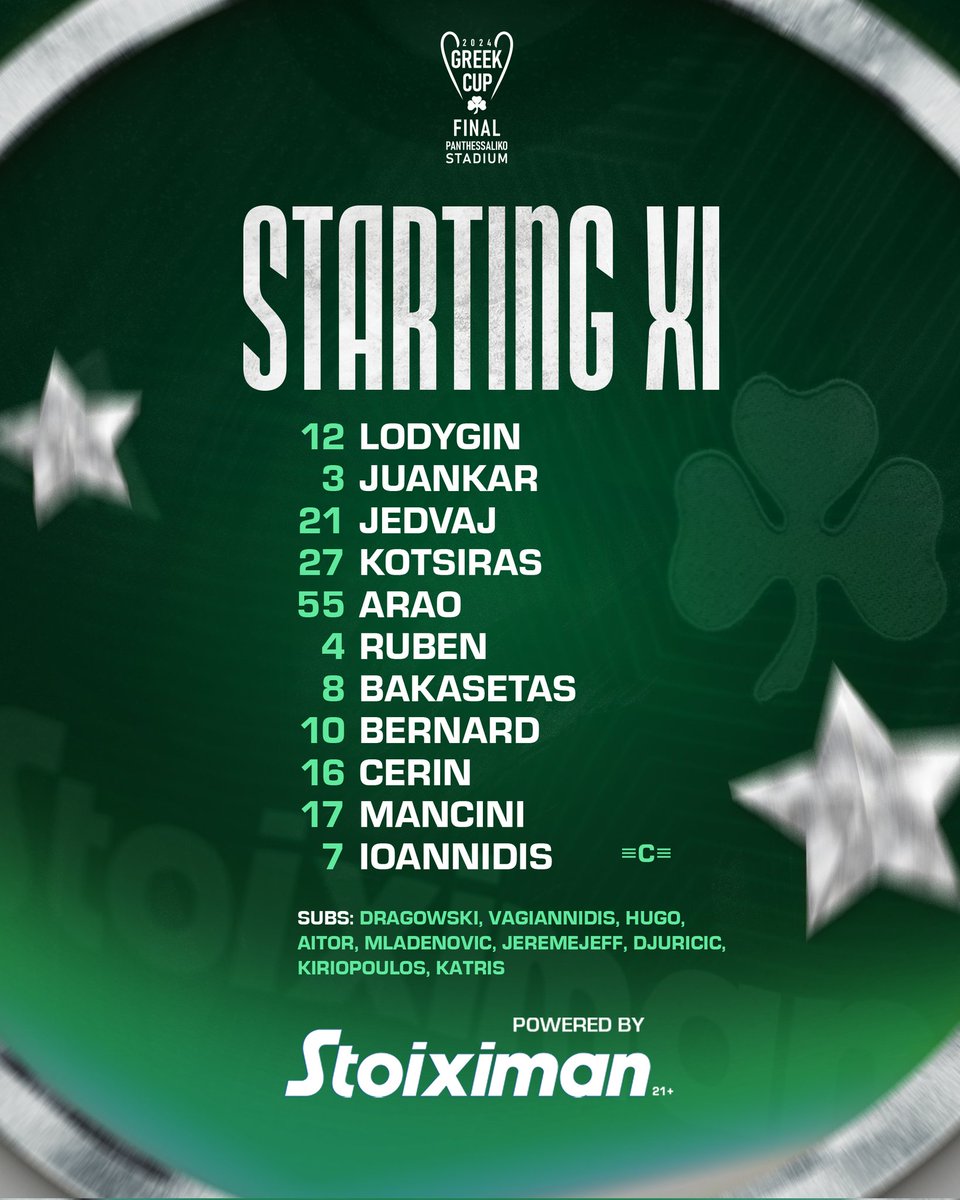 Our line up for cup final! #Panathinaikos #PAOFC #PAOARIS #GreekCup