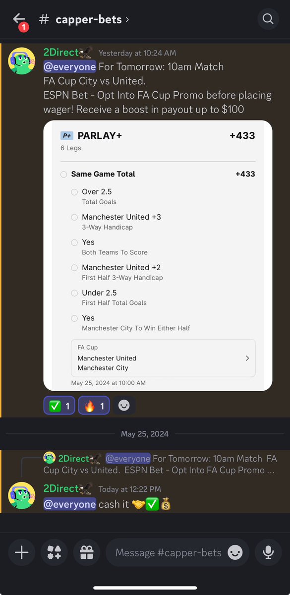 direct_bet's tweet photo. ⚽️⚽️⚽️⚽️⚽️⚽️
 #ManchesterUniter #FACUP24 #ManchesterCity 

Crushing the #Footy play on the #Discord 
#sportsbetting  #sports #gambling #NCAA #College #NBA #NHL #NFL #EPL #MLS #WNBA #bettingsports #money #freepicks #betting #parlay #DirectBets #Ladder #BetX #Discord https://t.co/m6AbrjTqhR