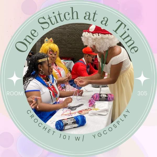 Yarnlings are you ready for tonight? - Check out my crochet workshop - 'One Stitch at a Time!' Yarn and hooks will be provided. Seating is limited. 7:30pm, Room 305

#crochetcosplay #yarngoddess #MomoCon2024 #workshops #crocheting