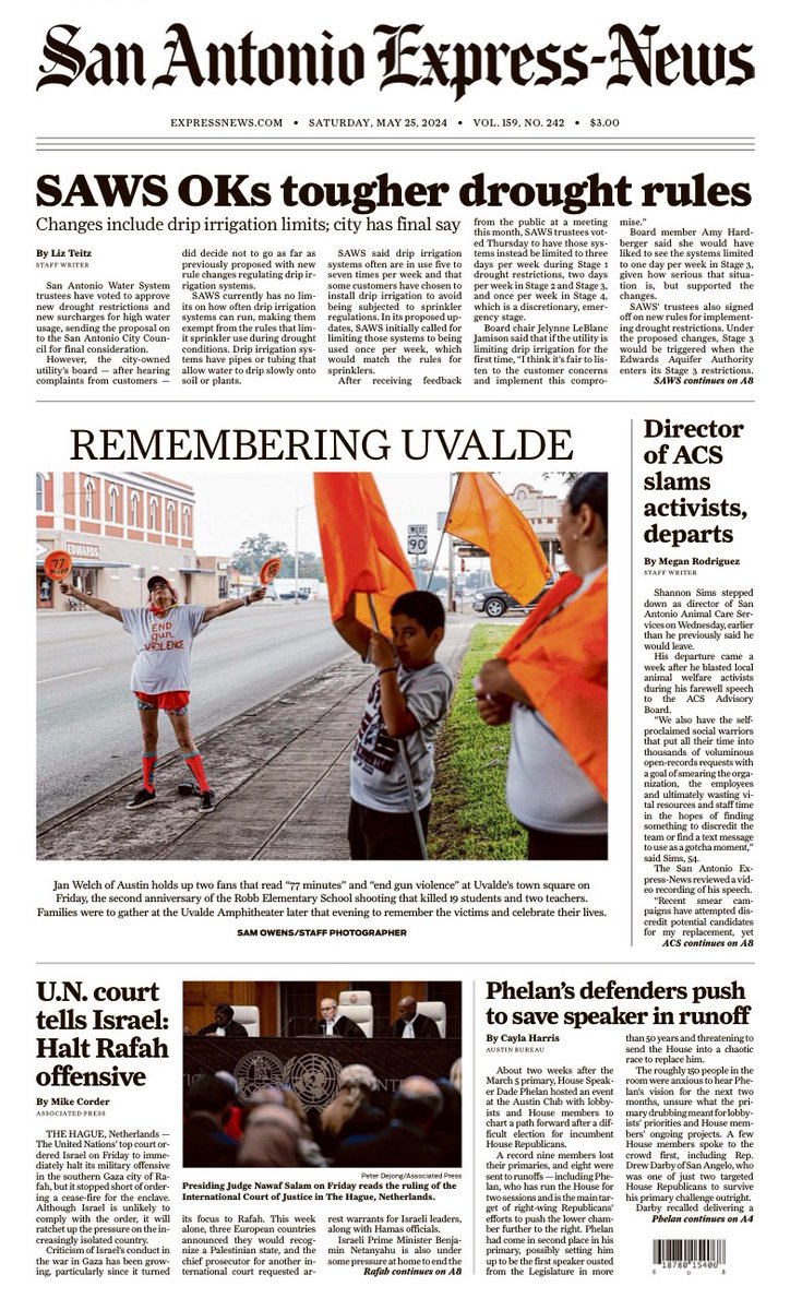 Today’s @expressnews front page.

#rememberUvalde