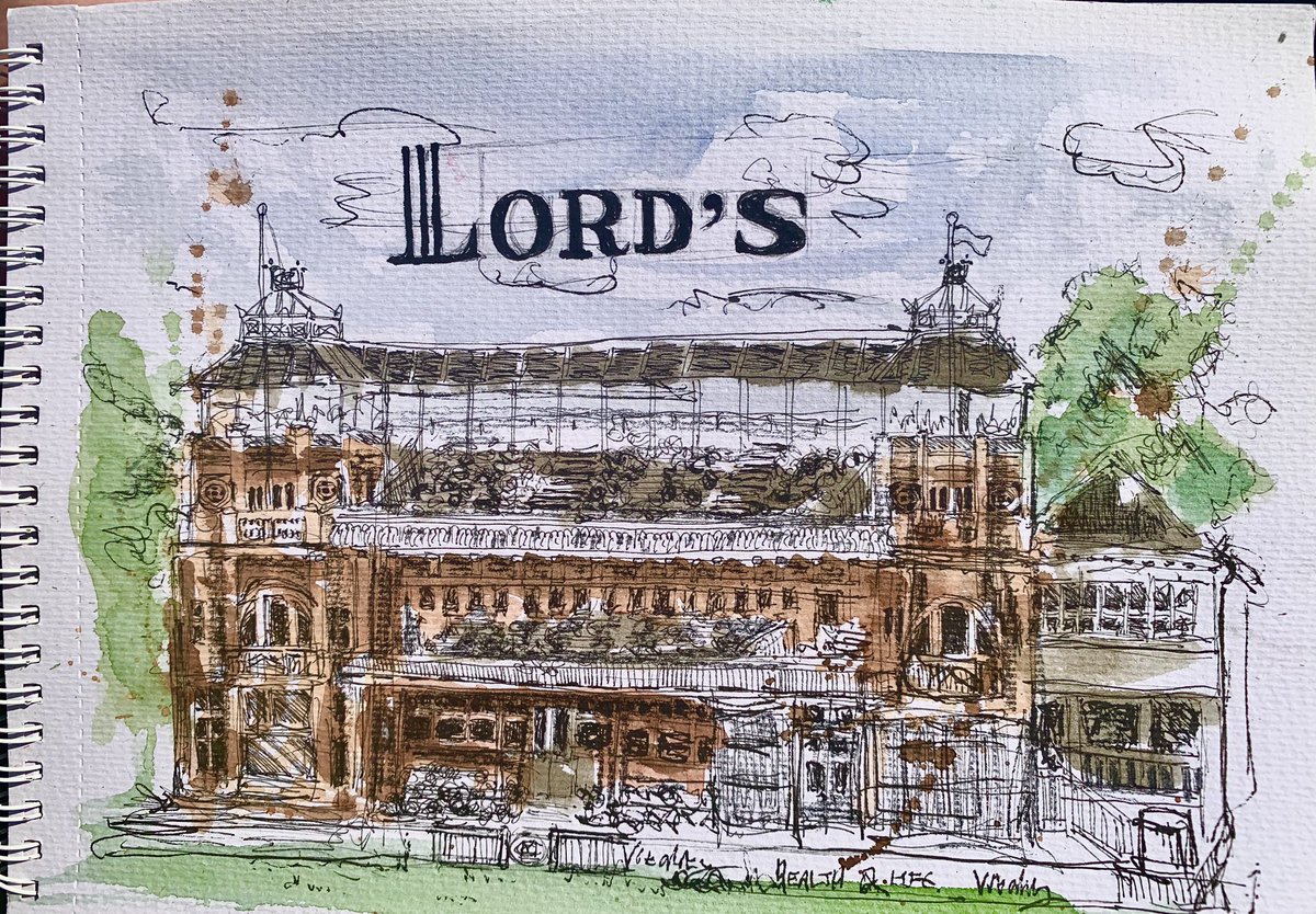 Greenjam1Jane's tweet photo. Busy day sketching the wonderful pavilion #lordscc watching @SussexCCC v #Middlesexcc https://t.co/lUYUfO04IN
