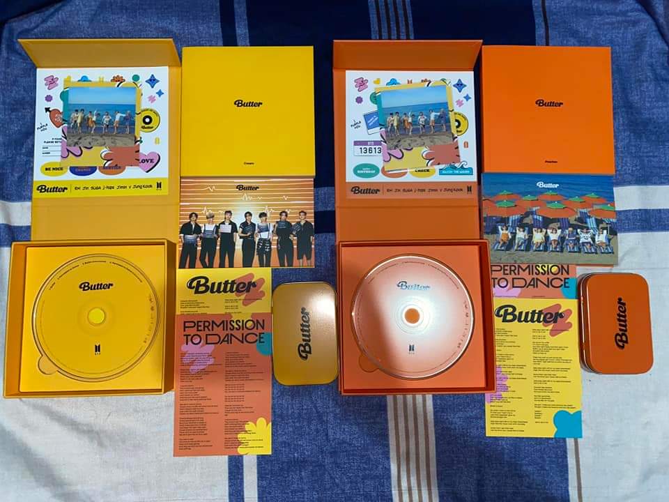 MiaSayoka's tweet photo. BTS BUTTER (SET)

What you see is what you get
➞ PHP 2100 + lsf
➞ onhand; unsealed;good condition 
➞ no to sensitive miner
➞ PAYO
➞ comment mine/ dm to order

willing to send proof of items
pls help rt 🤍
🏷 wts lfb ph  
#bside_onhand #bts_onhand https://t.co/tl8HifPO6W
