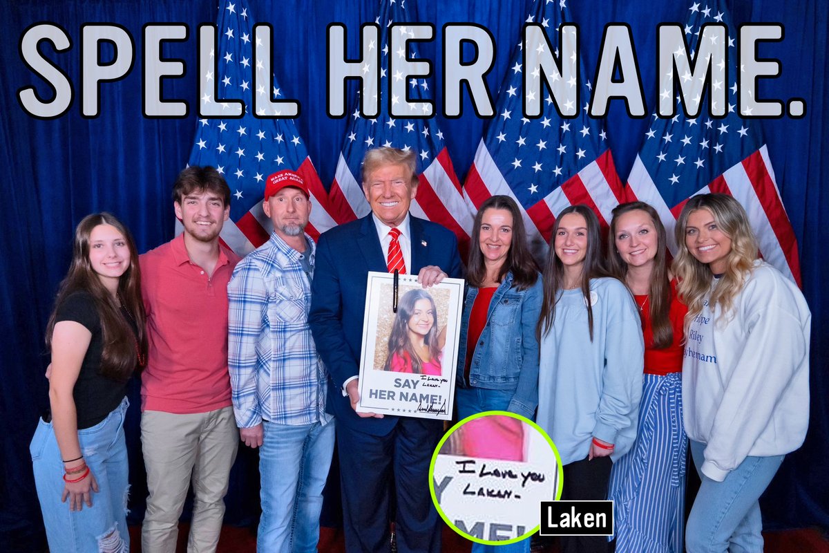 TheHausWorking's tweet photo. When that poor young woman Laken Riley trends I remind #Maga how much that “Orange Lump-O-Fat” cares about her and her family... Unbelievable.
#SayHerName? #SpellHerName you ignorant hillbilly fücks! Damn… https://t.co/rNU7vYXfq4