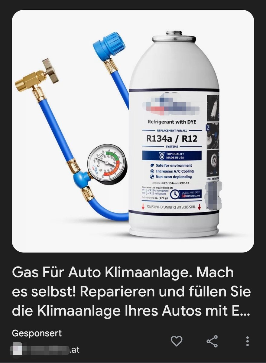 Ihr setzt euch in euer Auto und bemerkt, dass die Klimaanlage nicht mehr funktioniert😪
In die Werkstatt🤔
Nein, natürlich nicht🤗
Ab ins Internet🤓

Warum ihr genau dies NICHT ☝️tun solltet und warum solche Angebote gefährlich sind (Foto) erkläre ich euch in diesem Thread:

1/14