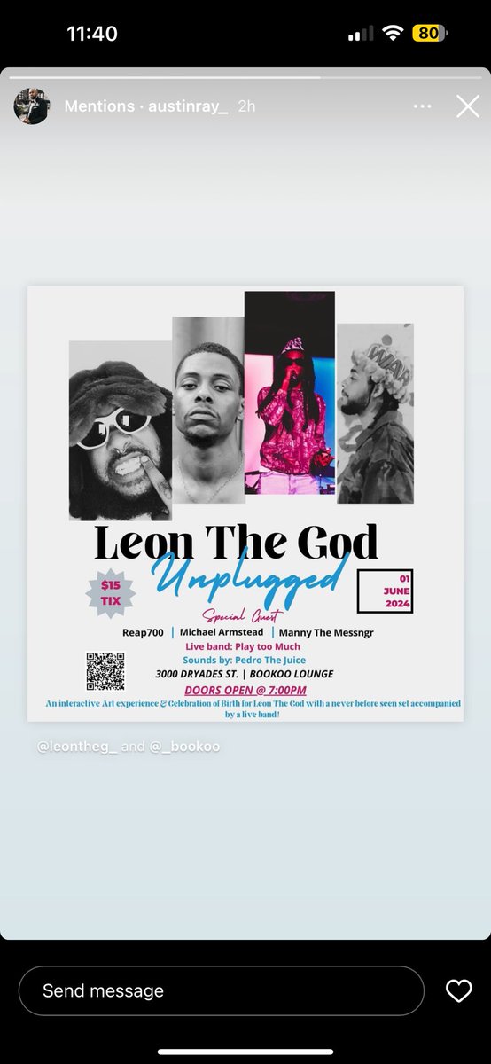 New Orleans , I’m throwing a show for my birthday, June 1st. ; u know I don’t do to many shows in the city but this one is important. My first set with a live band !
Doors @ 7PM 3000 Dryades St.  $20 at the door . Meet me there .