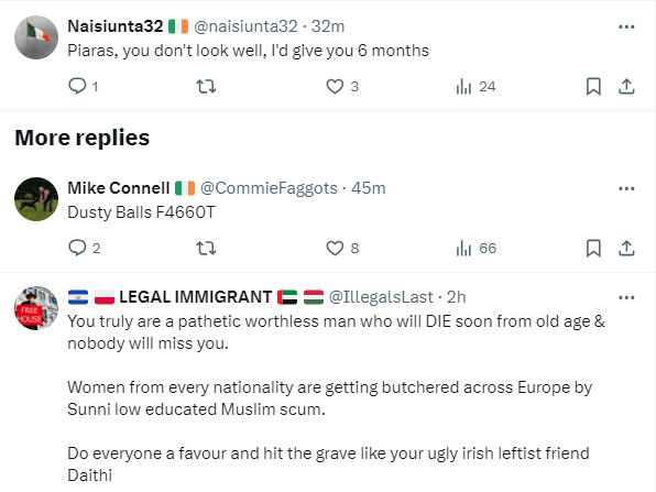 The far right, in three short posts. Lies, threats and hate. One is a former soldier who disgraced his uniform, a racist hater and coward. The other two: contemptible. I regret particularly the pressure female electoral candidates are coming under from hardcore racists.