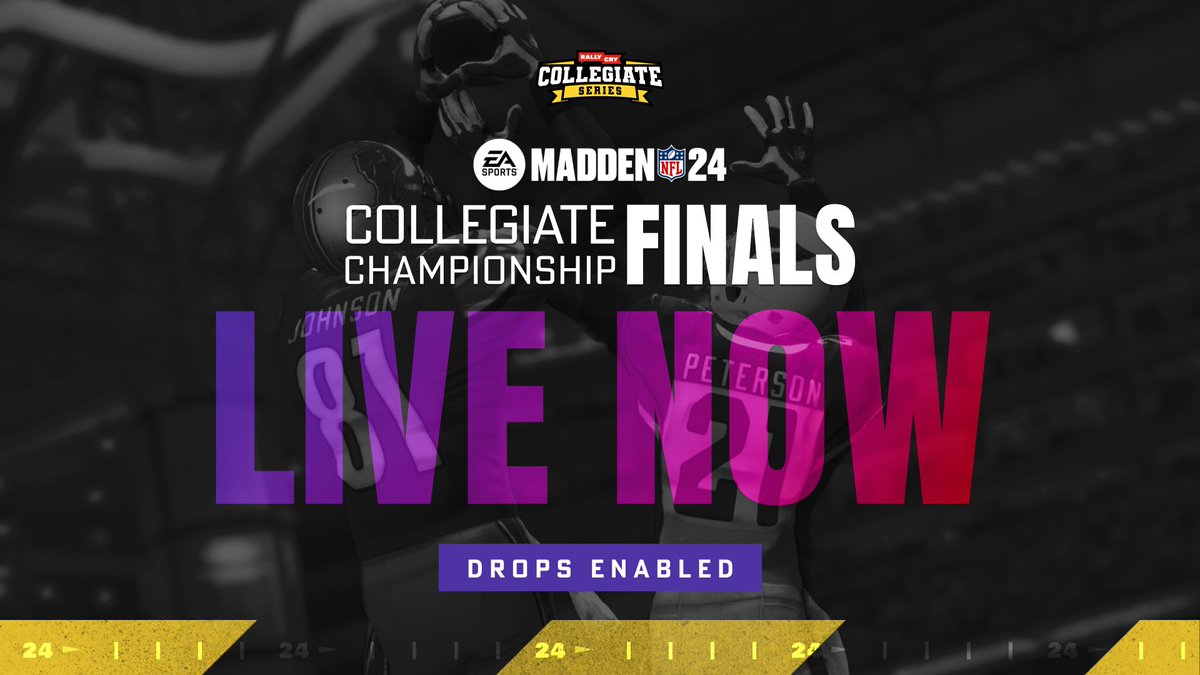 Did someone say Twitch Drops?!

🏈 We are now LIVE for the Madden Collegiate Championship Finals! Tune in to get your Madden 24 Drops and see who is crowned the best collegiate Madden player.

🔴 twitch.tv/RallyCryOffici…