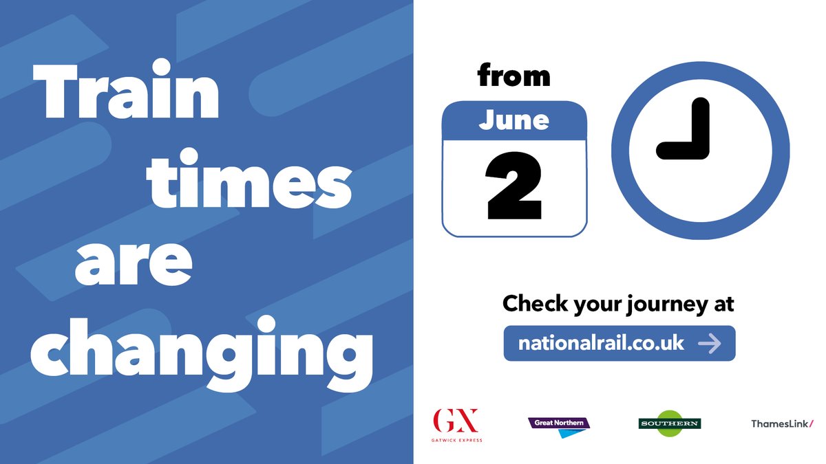 📢 We're making some changes to the timetable from 2 June. Plan your journey at nationalrail.co.uk. You can find further details on this here. 👇 thameslinkrailway.com/travel-informa…