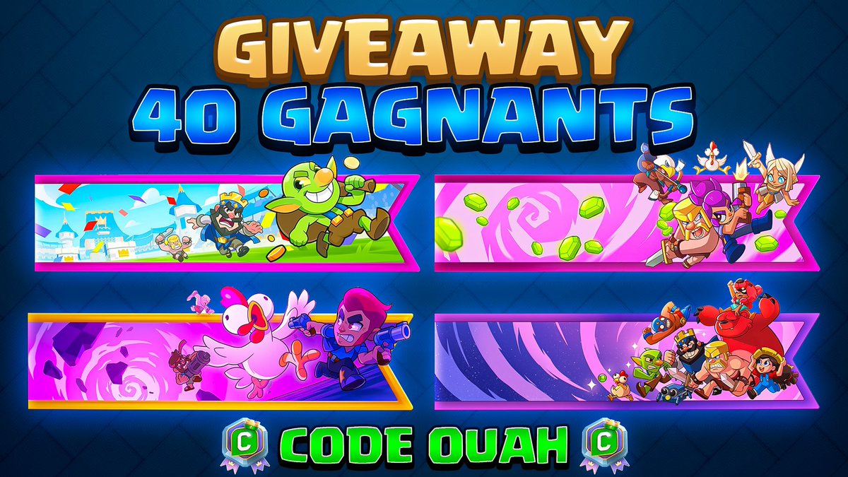 🎉Pour participer au concours et tenter de gagner une bannière Clash Royale exclusive pour le lancement mondial de Squad Busters, suivez ces étapes :
1️⃣Follow <a href="/Ouahleouff_Just/">Ouahleouff❤️</a> 
2️⃣Like
3️⃣Retweet
4️⃣Identifiez 2 amis en commentaire 
Il y aura 40 gagnants ! 
Le tirage au sort aura
