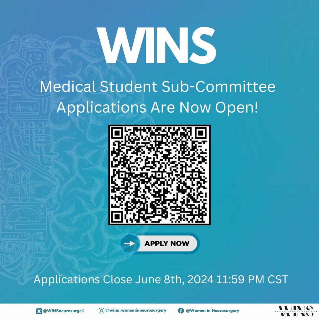 Looking for ways to get involved with WINS? Apply for a position within the WINS Medical Student Subcommittees! Applications go live TODAY 📣 Questions? Email us at: WINSmedicalstudents@gmail.com