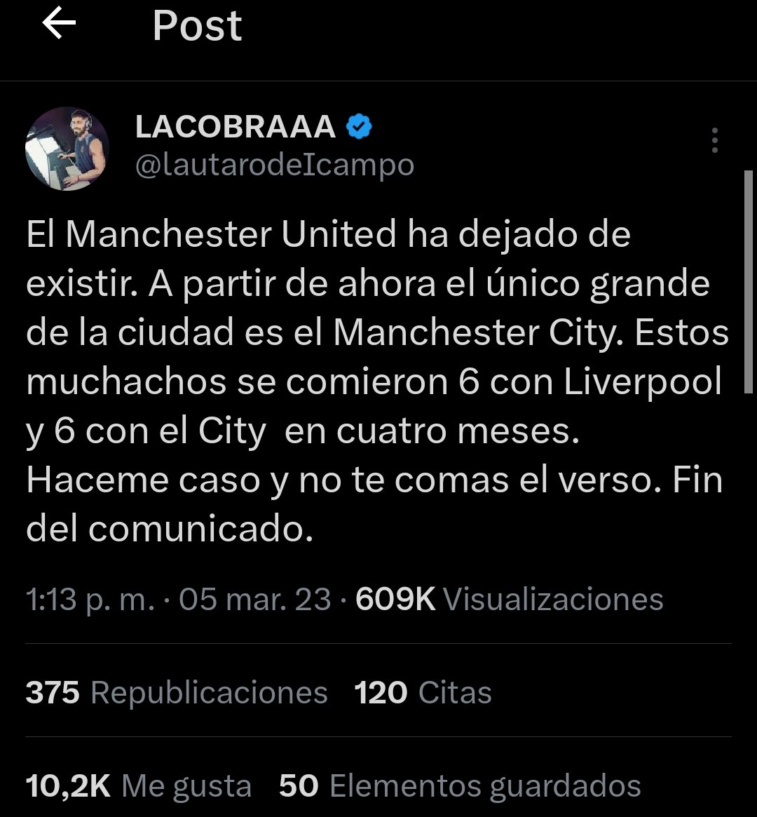 AdonisT92057's tweet photo. @CrackMangel21 @ARPicks_ @lautarodeIcampo "Si antes de ser del city es un argentino más" muy respetuoso con los 2 argentinos del united https://t.co/K5Q0Pbuvo6