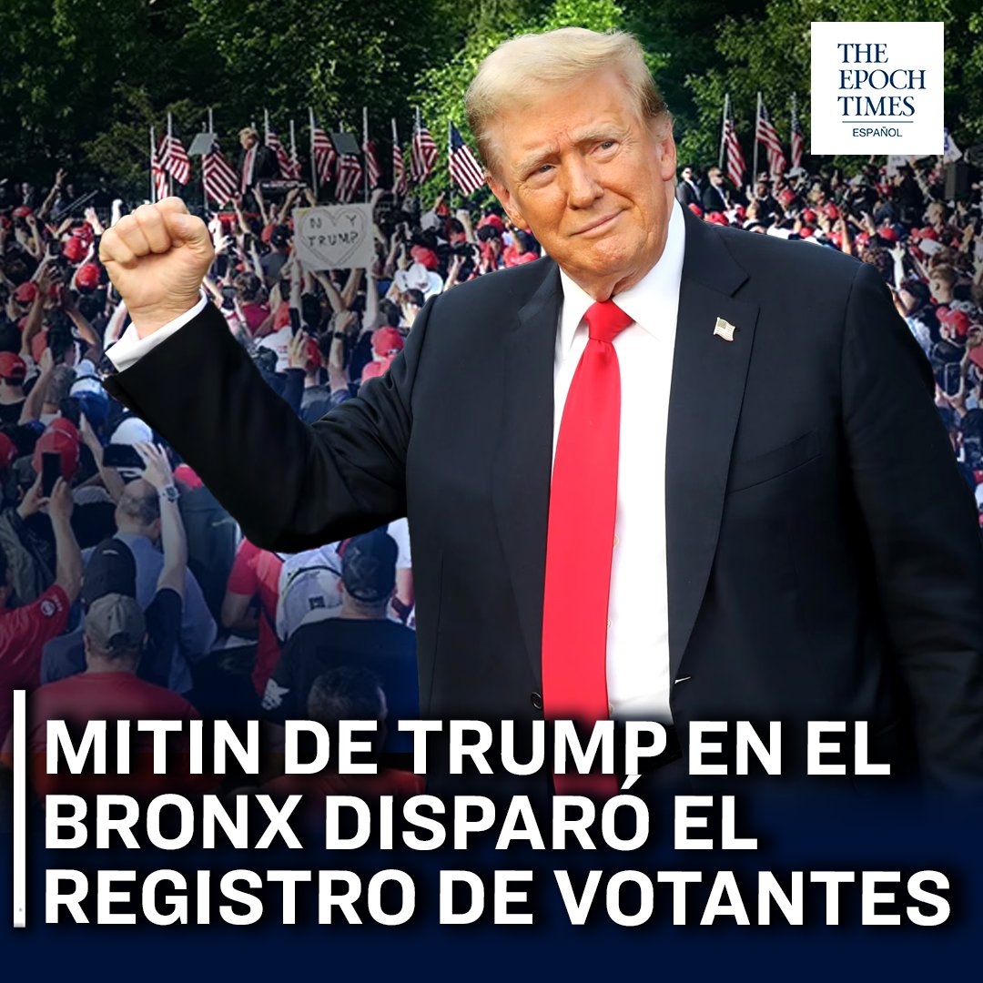 EpochTimesEs's tweet photo. Mitin de #Trump en el #Bronx disparรณ el registro de votantes al ritmo de rap
Lee mรกs aquรญ๐๐ผ https://t.co/rV5vsXEW4q
#BronxForTrump #eeuu