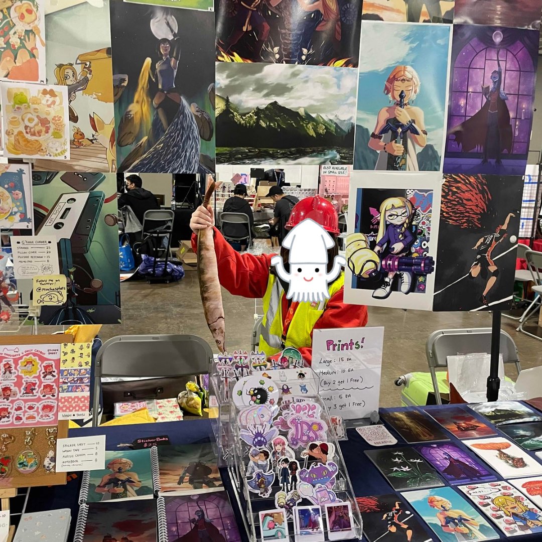 Come visit <a href="/MochaSplats/">Mocha🌷</a> and I at table 160 in the Artist alley !!! ✨🐙