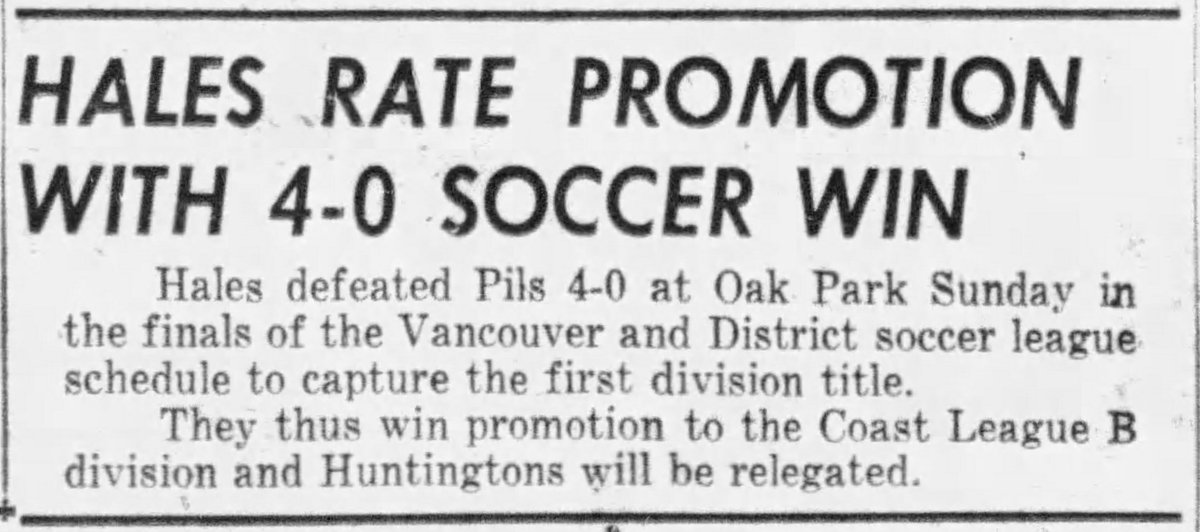 71 years ago today in Canada:

Promotion and relegation alive and well. 

@fifamedia 
#prorelforusa