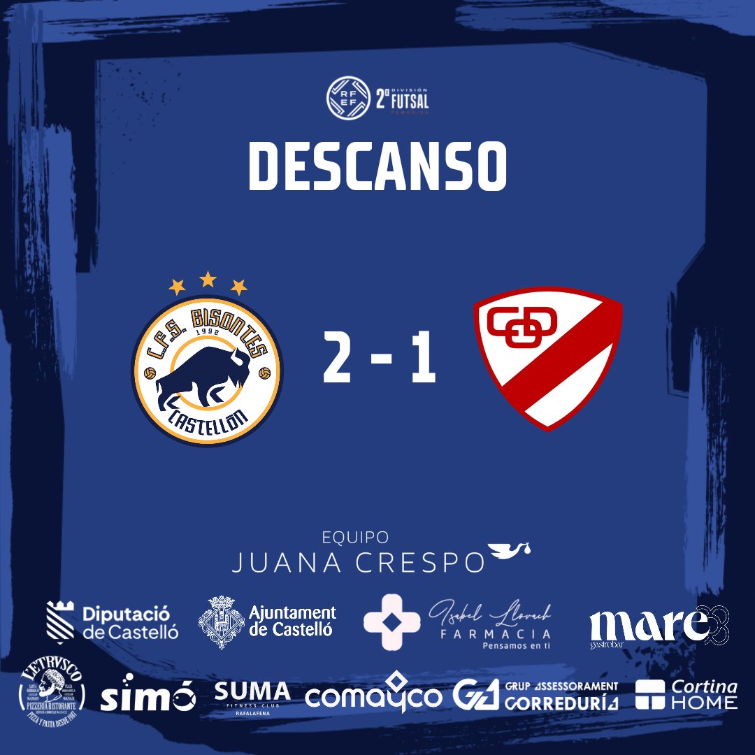 DESCANSO | Descanso en Chencho. Vence Bisontes en una primera parte con muchaa interrupciones. Goles de Anna y Rocío.