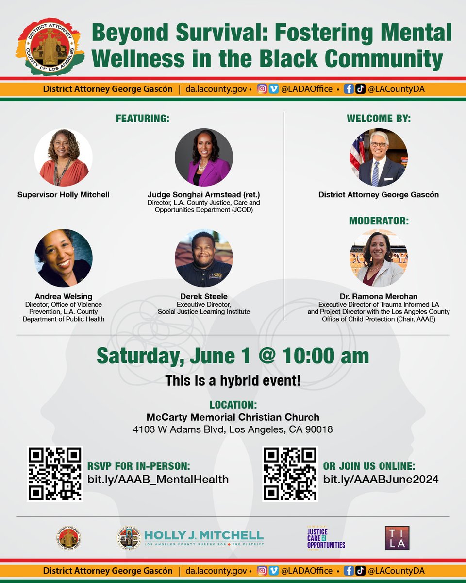 Today marks four years since the tragic murder of George Floyd and the reckoning it brought on the need to meaningfully discuss and address systemic racism in our country. Next, Saturday, June 1, join me for a panel discussion hosted by the LA County District Attorney's African