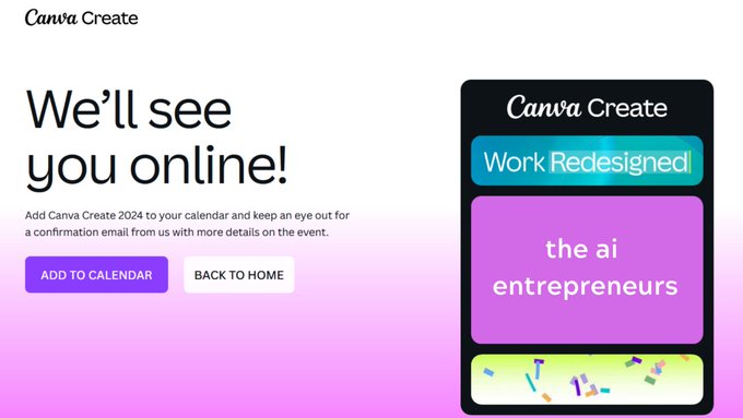 EntrepreneursAI's tweet image. 🎨 Join us at Canva Create 2024 on May 23rd for creativity and innovation! 

#CanvaCreate2024 #Creativity #Innovation

aientrepreneurs.standout.digital/p/nvidias-ai-c…