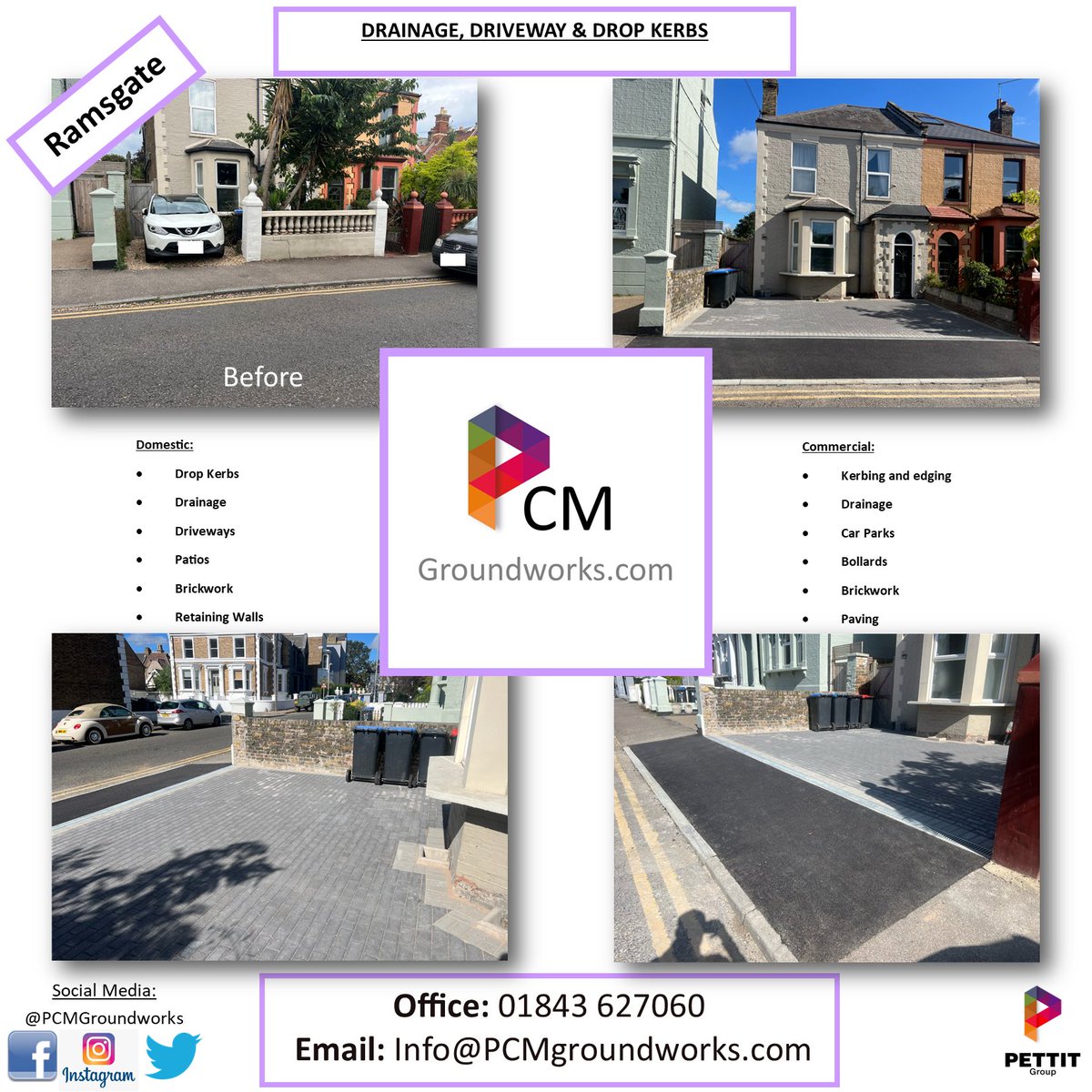 PCMGroundworks's tweet photo. If Parking is an issue in your road, give us a call to quote for compliant, additional driveway parking with Kent County Council approved Drop Kerb Crossover. Give our surveyors a call now on 01843 627060 for a free measure and quote! https://t.co/vneOTCcKb4