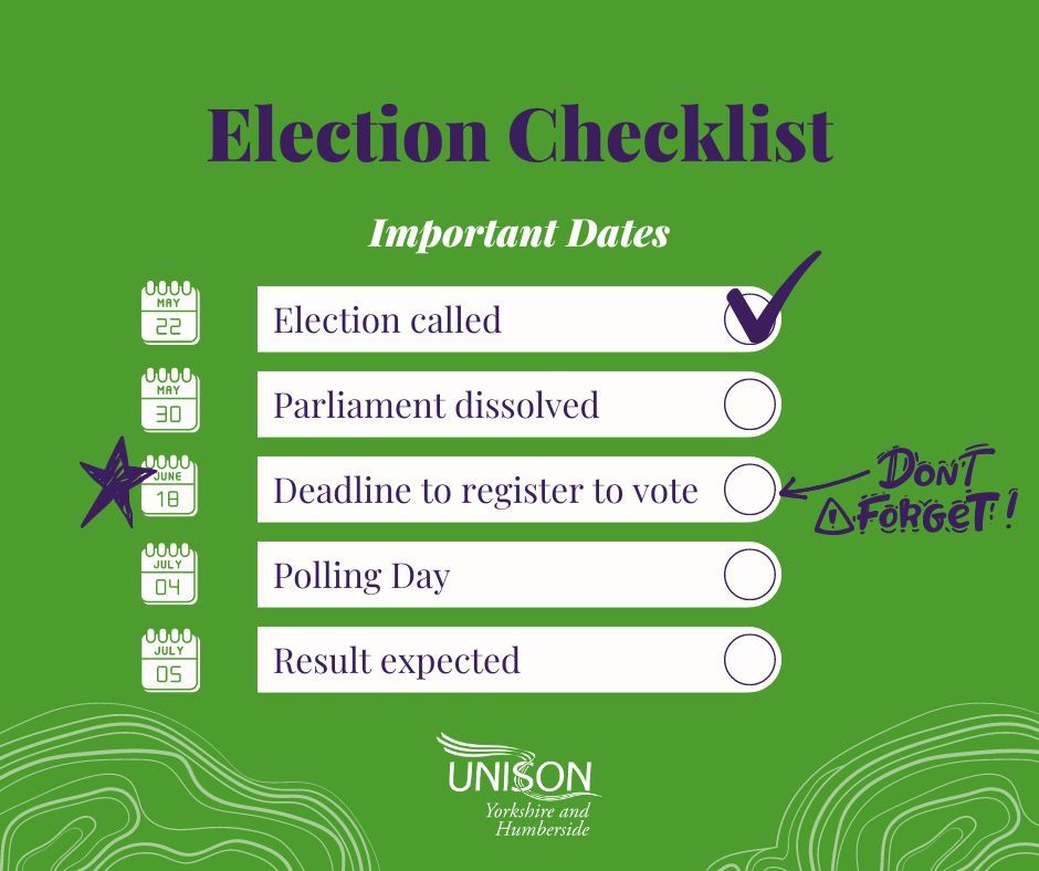 Here are some of the key dates for your diary ahead of the General Election. You can register to vote here 👇 gov.uk/register-to-vo…