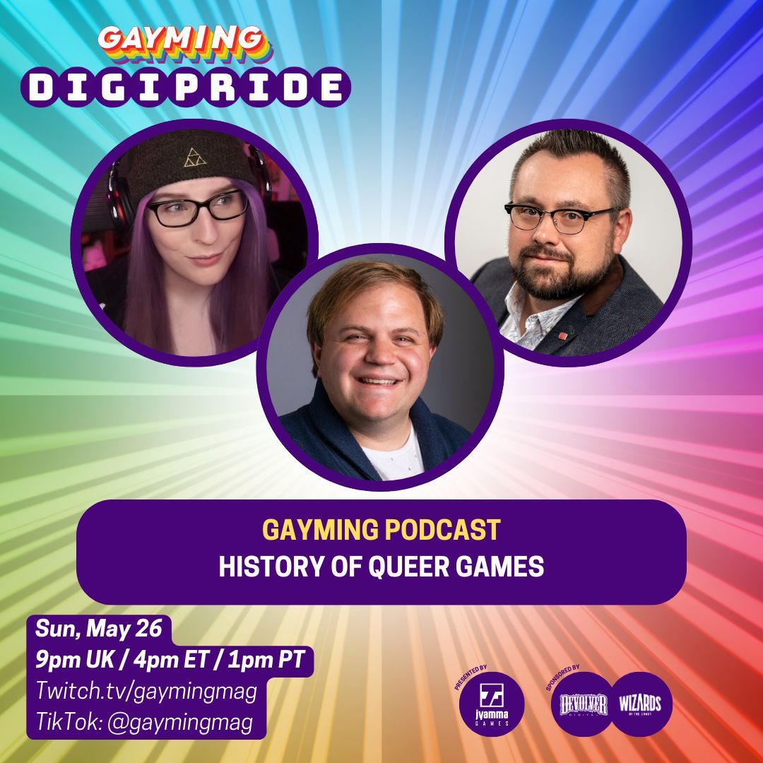 TOMORROW, it's the first #DIGIPRIDE24 episode of the Gayming Podcast, @miabyte is joined by @thatrobingray and our special guest Cody Mejeur to talk about the History of Queer Games Twitch: gaymingmag Sun May 26, 9pm UK / 4pm ET / 1pm PT More info at buff.ly/3oAU4D8