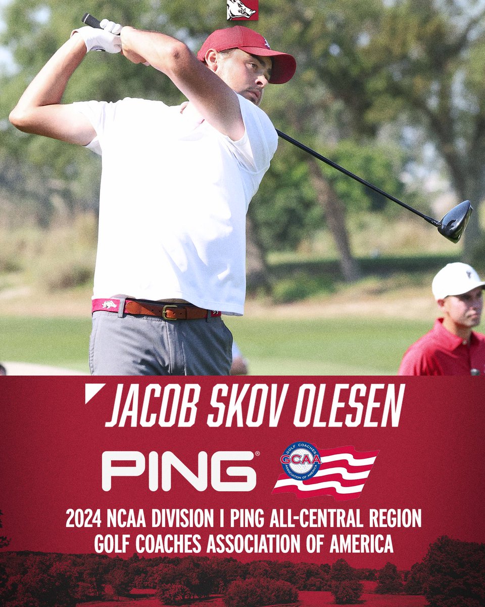 RazorbackMGolf's tweet image. 💪👏🐗⛳️
Jacob and John earn @PingTour @GolfCoachesAssn All-Central Region
🚩 The duo are the 20th and 21st Hogs to be picked for a combined 37 honors. 
🚩 17th straight year a Hog is honored. 
#WPS #OneRazorback