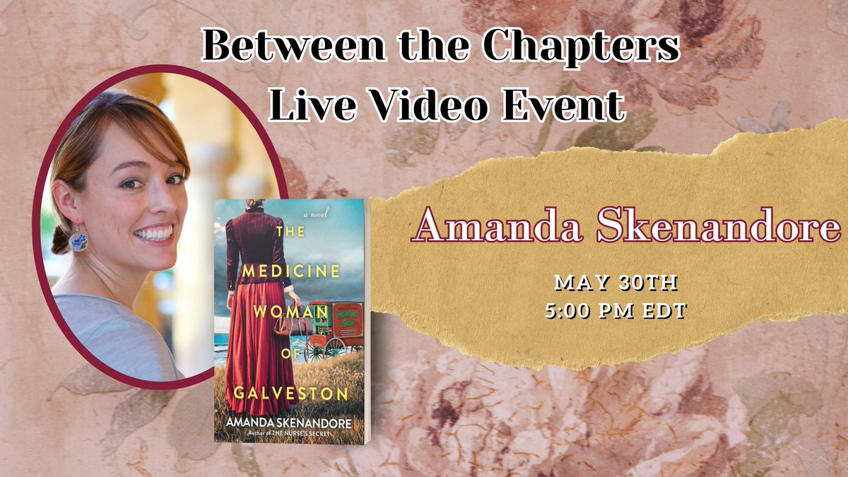 In just a few days we'll be chatting with THE MEDICINE WOMAN OF GALVESTON author #AmandaSkenandore! You can RSVP for the event here: ow.ly/mfuS50RTf43