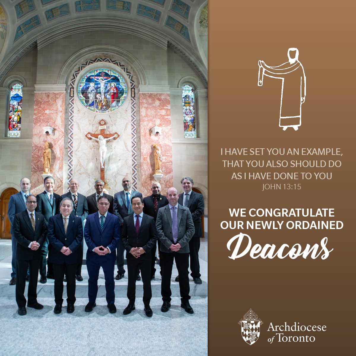 archtoronto's tweet photo. "I have set you an example, that you also should do as I have done to you." John 13:15

Prayers and congratulations to the newest permanent deacons in the Archdiocese of Toronto!

#catholicTO https://t.co/0CAPTXXJlT