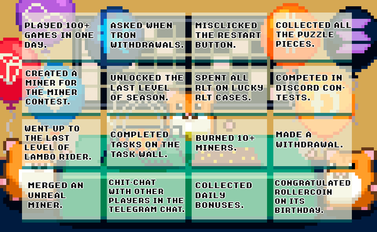 rollercoin_com's tweet photo. It’s BINGO time 📝 Check the boxes and drop them in the comments!
3 random players will get 20 RLT💸 https://t.co/2D8C4X8f9G
