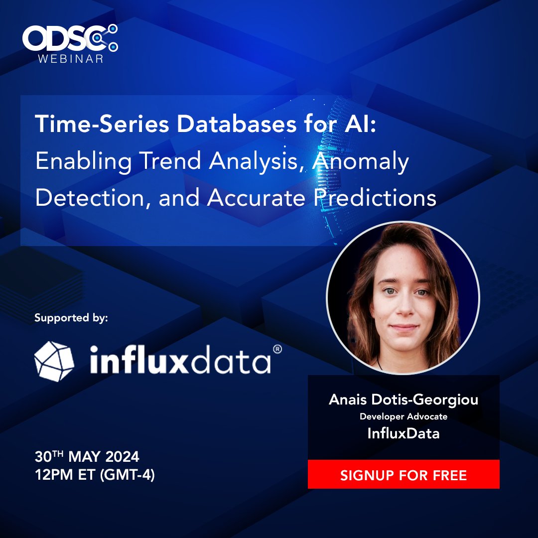 Join our upcoming free webinar with Anais Dotis-Georgiou, Developer Advocate at InfluxData to explore the benefits of time-series databases for AI. ✅ Register now for free: hubs.li/Q02yn2Nk0