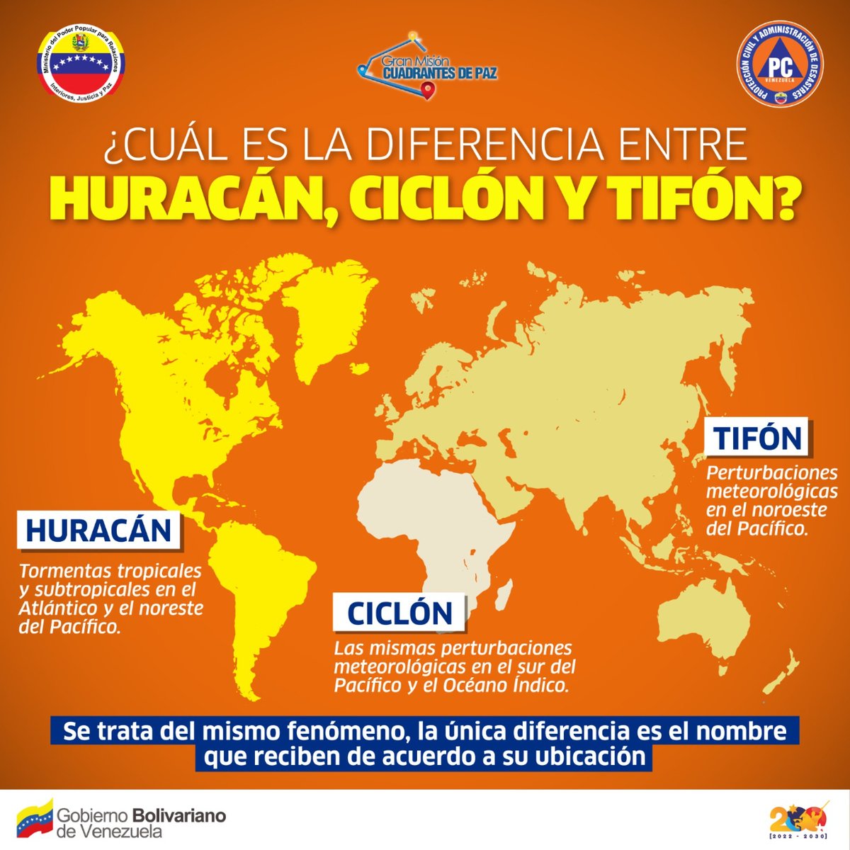 #Importante⚠ Estos fenómenos naturales reciben su nombre de acuerdo al lugar dónde se producen, por eso importante conocer qué diferencia hay entre huracán, ciclón y tifón +INFO👇

#JuntosPorLaVidaYLaPaz