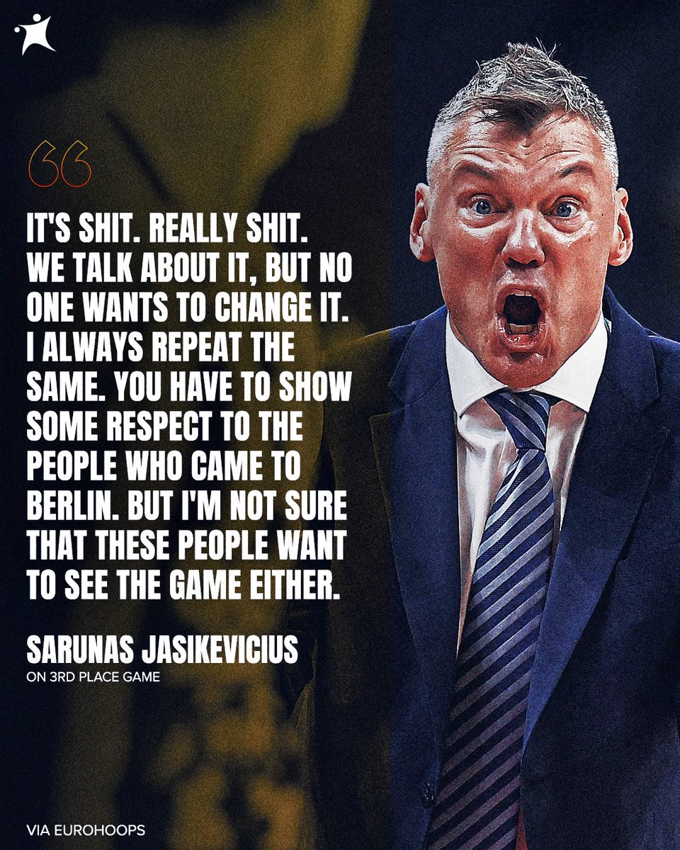 Sarunas Jasikevicius didn't hold back when talking about the third-place game 👀