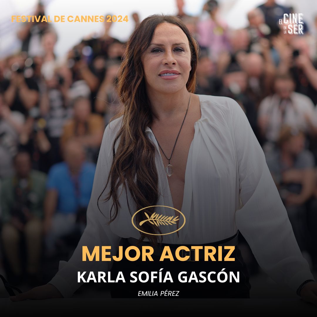 🏆 #Cannes2024 Premio a Mejor actriz: ¡KARLA SOFÍA GASCÓN! por #EmiliaPerez Bravo @karsiagascon 💜 Compartido con Zoe Saldaña, Selena Gómez y Adriana Paz cadenaser.com/cadena-ser/el-…